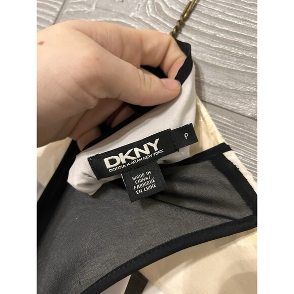 NWT DKNY Women's Dress Black & White Size P Petite A-Line Asymmetric Midi SILK - Picture 5 of 8